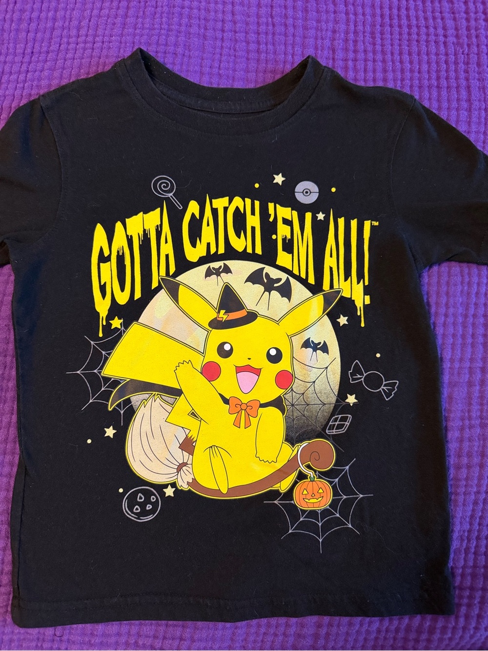 Pokemon Black & Yellow Pikachu Halloween Tee for Kids